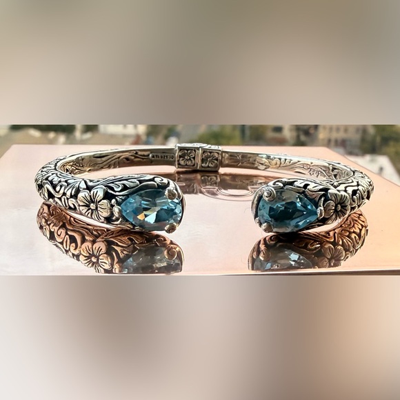 Elegant silver bracelet with blue gemstone - Picture 5 of 11